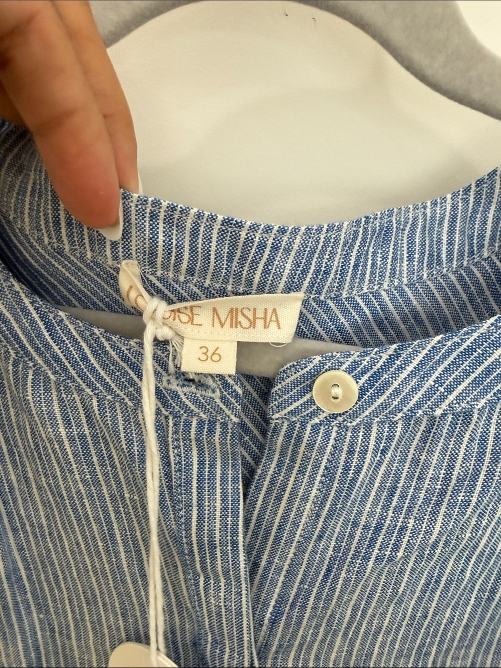 Louise Misha Blue Striped Embroidered Cotton Top - Picture 4 of 4